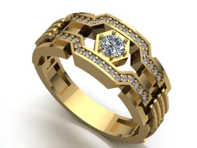 Man ring diamond modern 3D print model