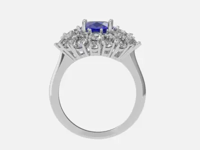 ring with stone oval 3D print model
