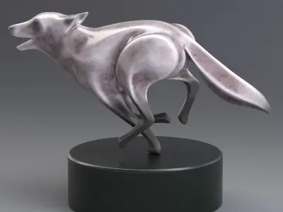 Twilight fox sculpture printable 3D model 3D print model
