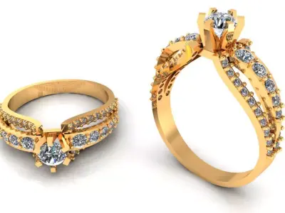 Women Ring 70 solitaire diamond engagement ring for women 3D print model