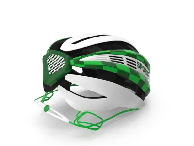 Green Bicycle Helmet 3D model