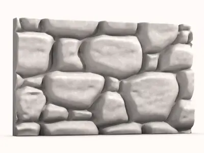 Overgrown Stone Wall Modular Piece 3D model