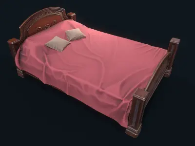 Antiquare Bed  Low-poly 3D model