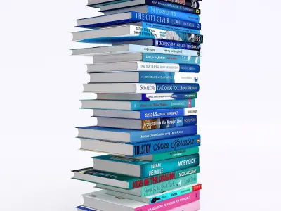 books set stack of 3D model