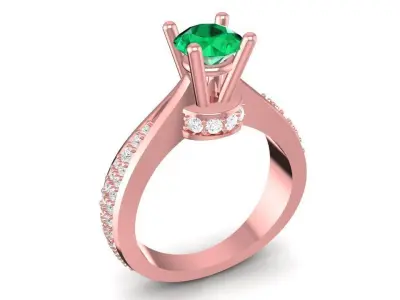 Diamond Solitaire Engagement Ring for Women 2351 3D print model