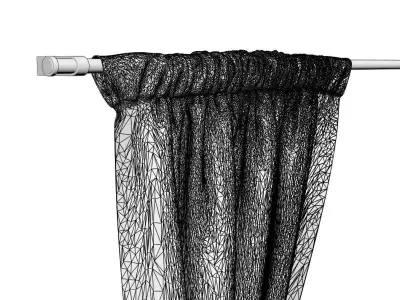 Ocean blue window curtains 3D model