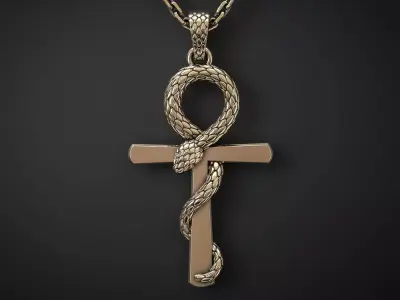 ANKH PENDANT WITH A SNAKE Printable Model 3D print model