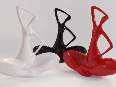 A set of statues of a lady 3D model