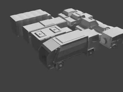 Vehicles Low poly 3D Model without color 3D model