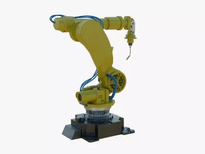 Industrial Welding Robot Yellow Clean Low-poly 3D model