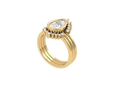Pear SolitaireArt Deco Ring 3D print model