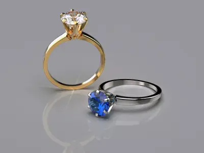 Engagement gemstone ring Tiffany style 3D printable model FREE Free 3D print model