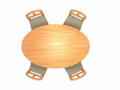 Wooden Coffee Table Set 3D model