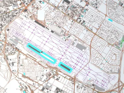 Dubai Airport DXB Airport Roads Buildings and Public Trans 3D model