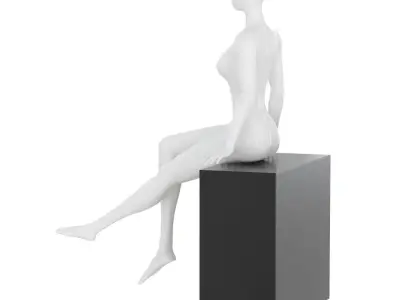A female faceless mannequin sits on a black pedestal 97 3D model