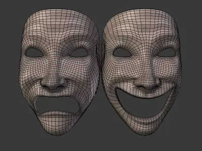 Theater Mask V2 Low-poly 3D model