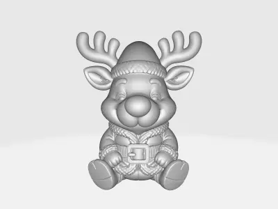 Cute Christmas Reindeer Figurine Adorable Holiday 3D print model