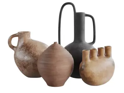 Decorative Clay Vases 3D model