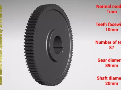 Cylindrical gear - paired - z87 m1 D89 d20 3D print model