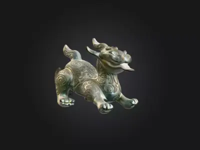 Ancient Dragon Sculpture Low-poly 3D model