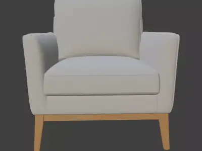 Gray Upholstered Armchair 3D Model 3D model