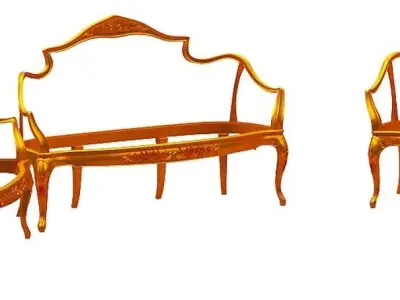 Classical sofa frame set Low-poly 3D model