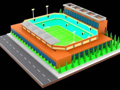 Low poly Football Stadium  Low-poly 3D model