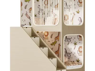 Bunk bed for kids 5 3D model