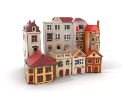 Charming European Buildings model pack Low-poly 3D model