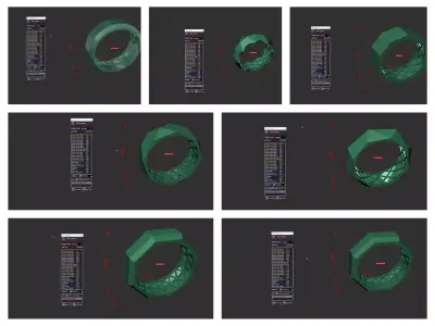 Faceted Ring Collection 7 Designs for Jewelry Casting 4 size 3D Model Pack