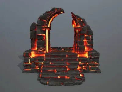 Ruin Stairs Low-poly 3D model