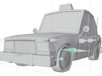 Collection  Cars  Toon Police Taxi Low-poly 3D model