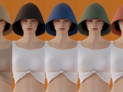 knitting hat 5 colors hat only 3D Model Collection