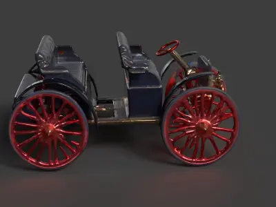 Vintage buggy  car figure  Low-poly 3D model