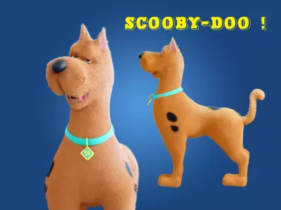 Scooby-Doo rigged and  fur Low-poly 3D model