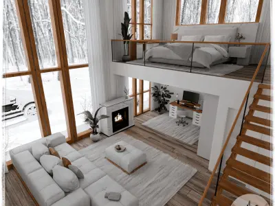 Winter House Blender Scene - DAY 3D model