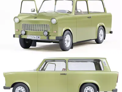 Trabant 601 kombi 1975 with interior 3D model