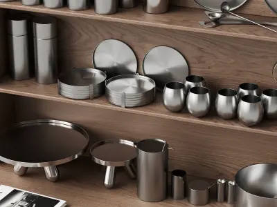 059 Kitchen decor set DISHES aluminium 01 3D model