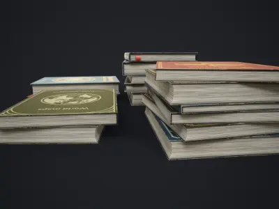Retro books Low-poly 3D model