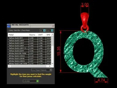 Q Letter Alphabet Tiles Texture Pendant 3D Print Model 3D print model