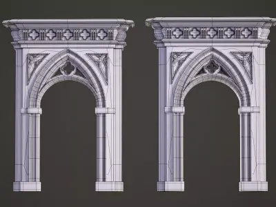 Highpoly Gothic Portal - type 6 3D model