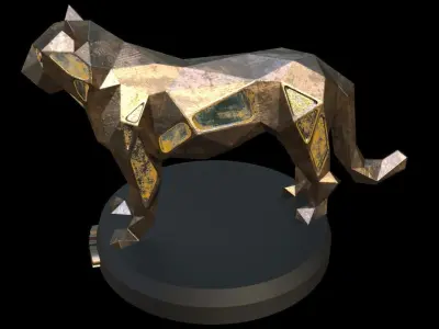 Steampunk Tiger Low-poly 3D model