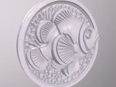Clown Fish 3 basrelief for 3D printing 3D print model