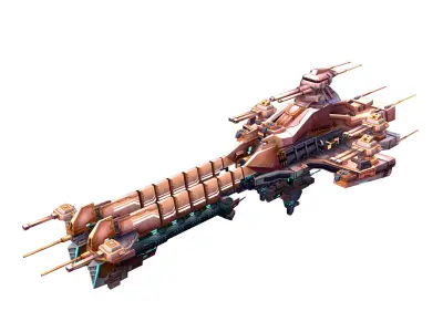 Extra large fortress type - big spaceship 01 3D model