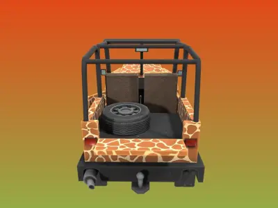 Safari Jeep Game asset Low-poly 3D model