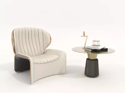 Modern Coffee Table and Armchair Set 37 3D model