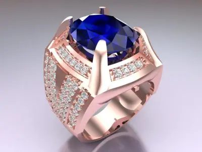 Oval stone ring - Mens Rings - N5279 3D print model