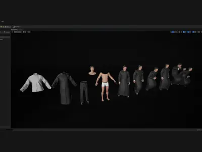 Mens - Martial Uniforms - Modular - Rigged 3D Model Collection