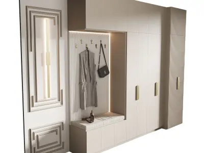 Hallway area with a minimalistic hanger 4 3D model