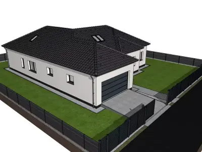Modern Single Family House with Garage and Terrace 3D model